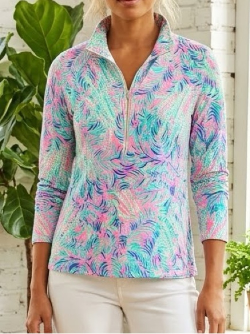 Lilly Pulitzer UPF 50+ Skipper Popover Pink Sunset Coco Breeze